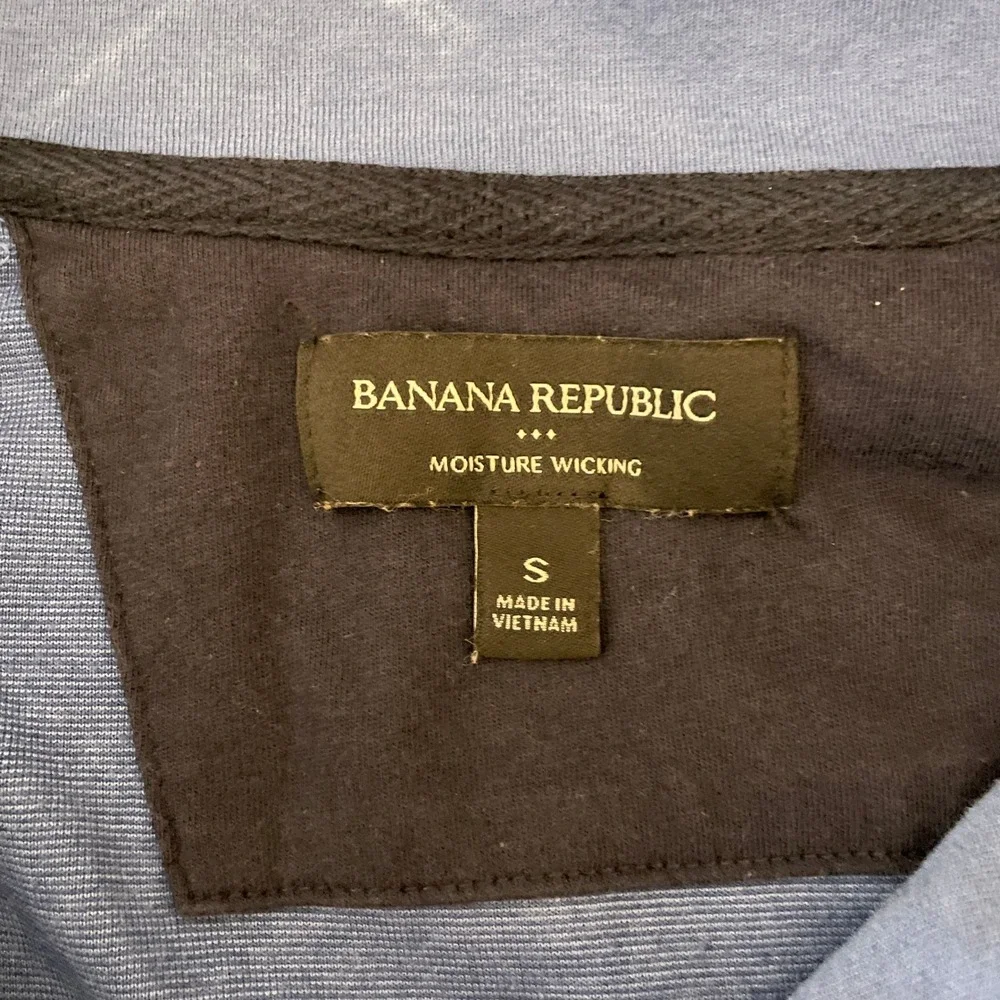 Banana Republic Mens Small Blue Moisture Wicking‎ Quarter Zip Pullover Sweater